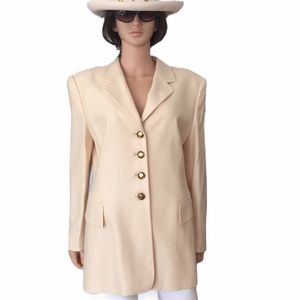 Vintage ESCADA cashmere silk blazer jacket  Escada logo buttons